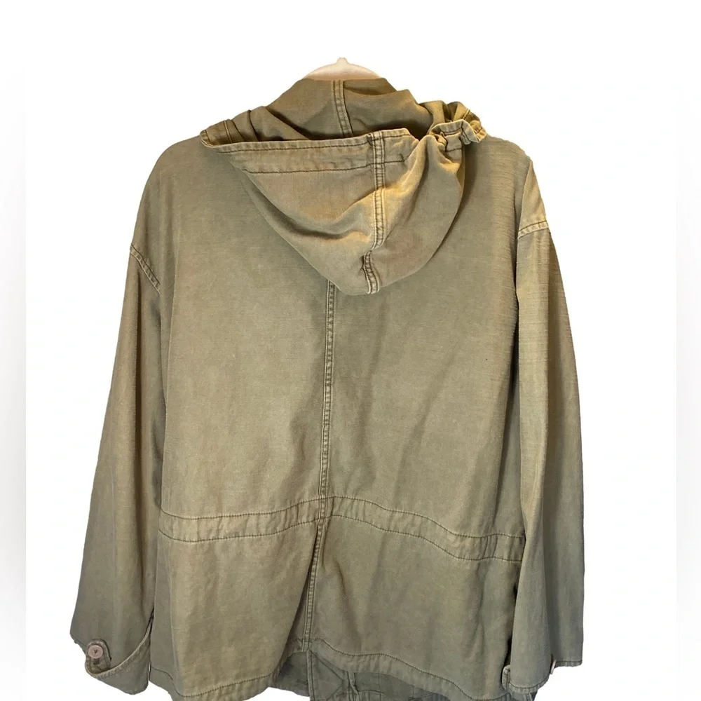 Free People Oversized Army Green Rugged Army Military Jacket Hoodie - Picture 2 of 11